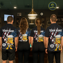 Load image into Gallery viewer, Custom Funny US Flag Beer 8 Ball Pool Men Billiard Polo &amp; 1/4 Zip, Billiard Shirt, Billiard Team Jerseys NNT146