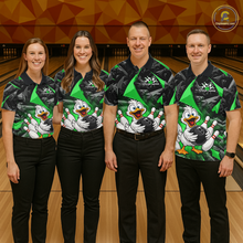 Load image into Gallery viewer, Custom Green Funny Duck Bowling Jersey for Men Bowling League Bowling Team Shirts Polo &amp; 1/4 Zip HN233