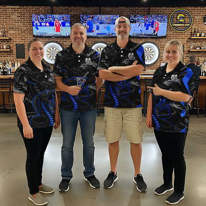 Blue Custom Cobra Snake Dart Shirts for Women Dart Team Jersey Dartboard Gifts Polo & 1/4 Zip NNT162