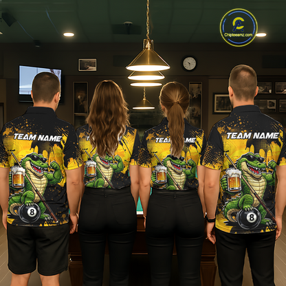 Custom Beer Alligator 8 Ball Pool Shirts Billiard Shirt for Women Billiard Team Jersey Billiard League NNT182