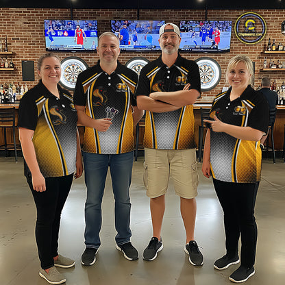 Funny Cobra Cheer Beers Polo & 1/4-Zip Shirt Custom Black & Yellow Cobra Women Best Dart Team Shirts NYN2897