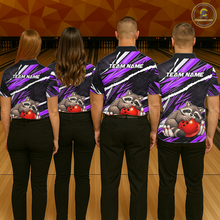 Load image into Gallery viewer, Custom Purple Raccoon Funny Bowling Jersey for Women Bowling Team Shirts Polo &amp; 1/4 Zip HNT247