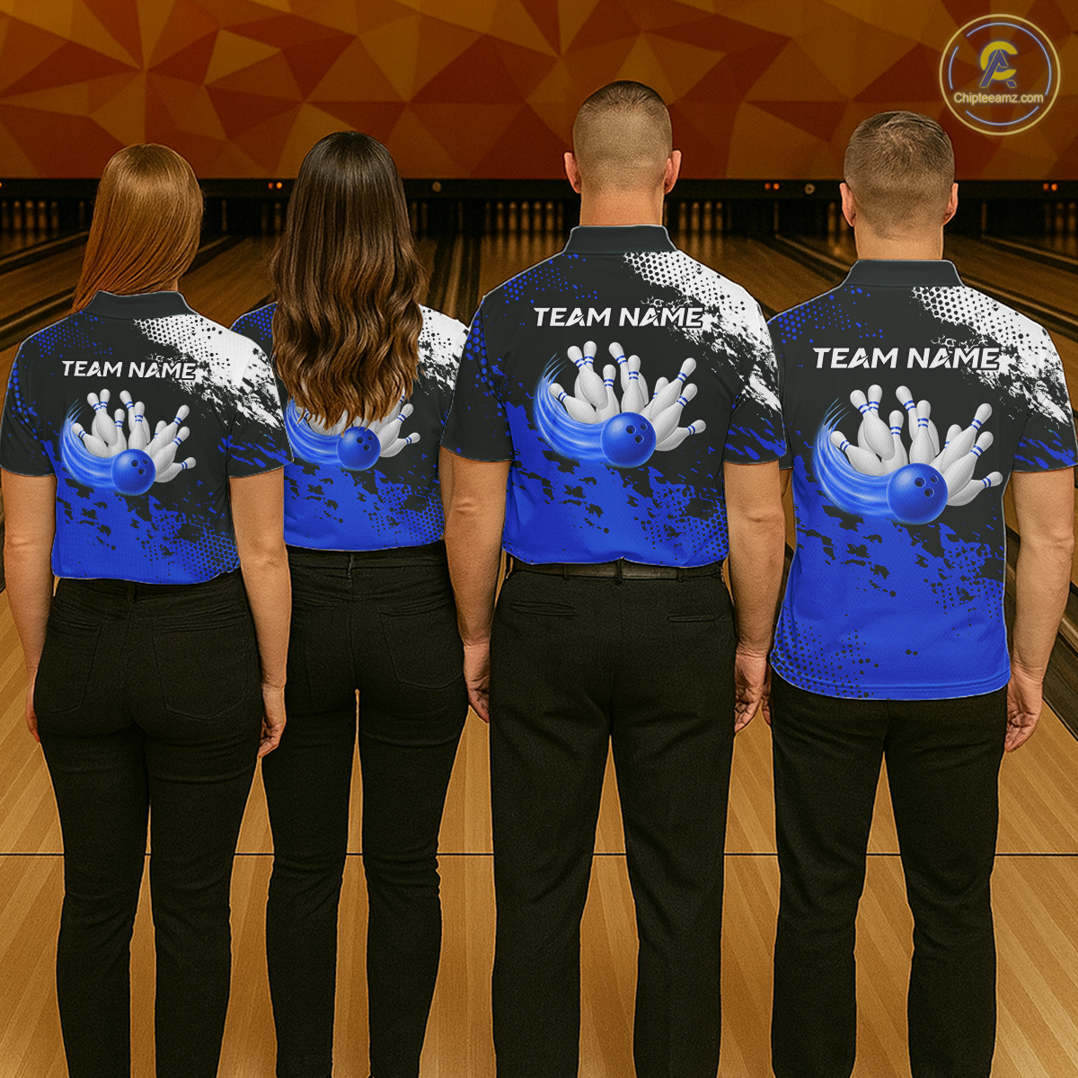 Blue Custom Bowling Shirts for Women Men Bowling Jersey Polo&1/4 Zip Shirt for Team MBL224