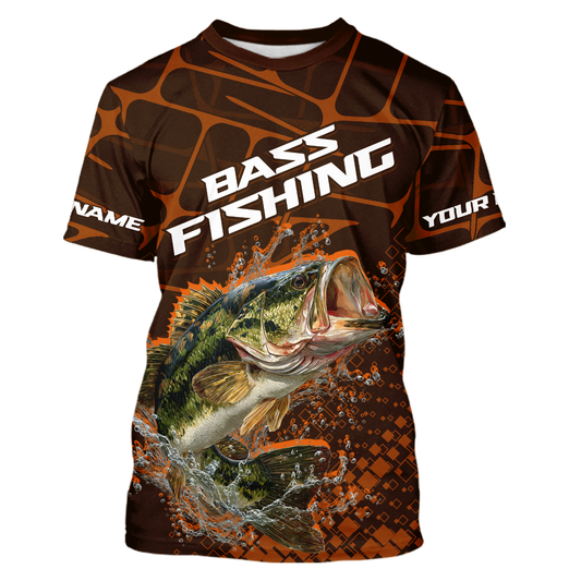 Largemouth Bass Fishing, Fishing T-Shirts Scale, Fishing Gift | Orange NHT393