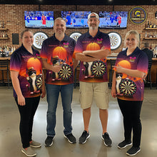 Load image into Gallery viewer, Funny Cat Retro Dart Shirts For Men Custom Dart Board Shirts Polo &amp; 1/4 Zip Dart Jersey Team NNT124