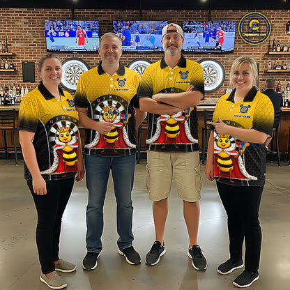 Custom Funny King Bee Dart Shirt Dart Team Jersey for Women Dartboard Polo & 1/4 Zip Shirts NNT164
