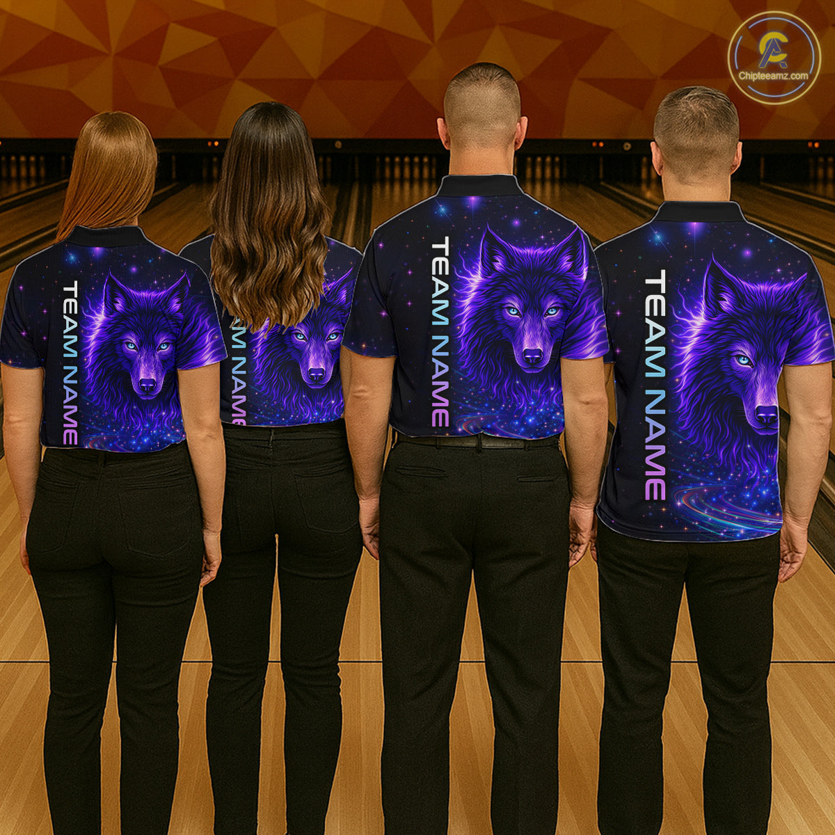 Custom Galaxy Wolf Bowling Jersey for Men Bowling Uniform Polo &1/4 Zip Bowling Team Shirts HNT251