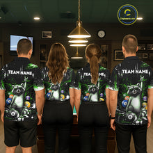 Load image into Gallery viewer, Custom Green Funny Raccoon Billiard Shirt for Women 8 Ball Pool Billiard Jersey Polo &amp; 1/4-Zip BHT5