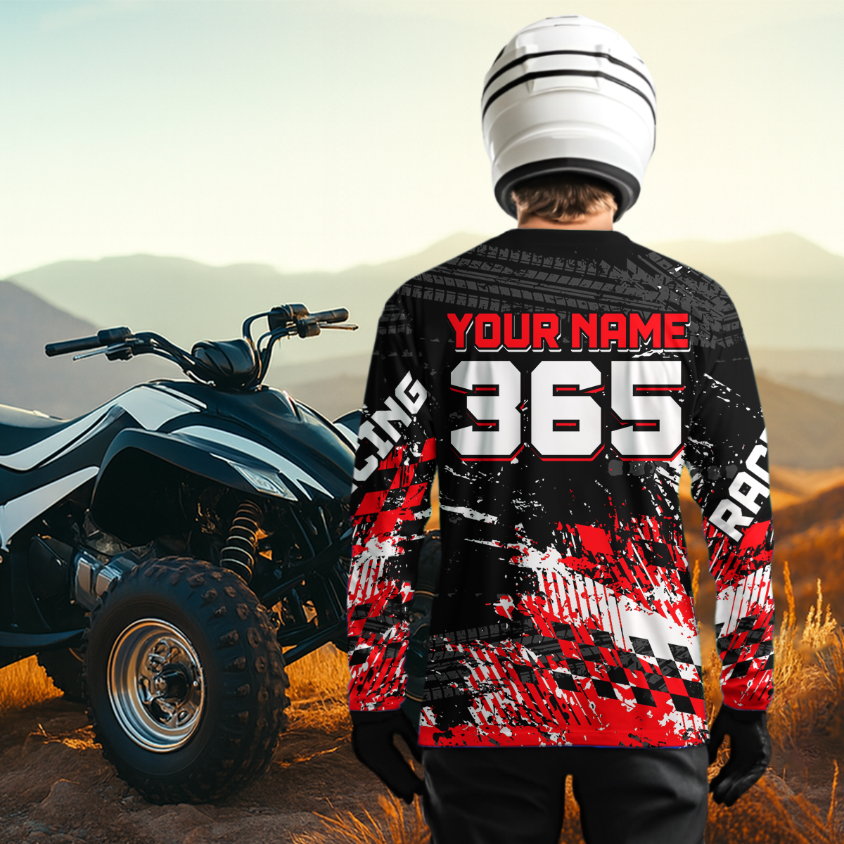 Custom Red ATV Motocross Jersey Upf30+ Quad Bike Shirt Extreme Racing Adult Youth Off-Road Quad Shirt NHN009