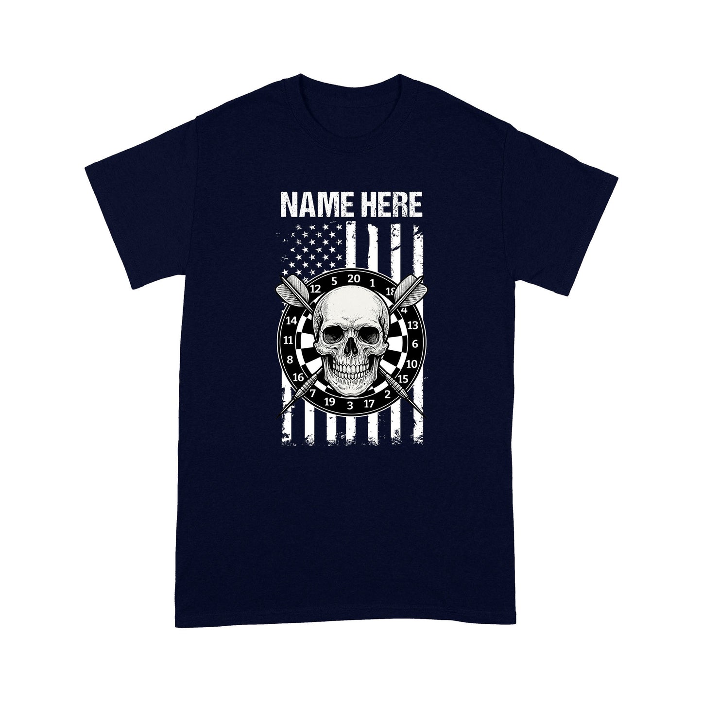 Grunge Darts American Flag Skull T-Shirts Custom Patriotic US Flag Dart Shirts, Darts Player Gifts TDM3908