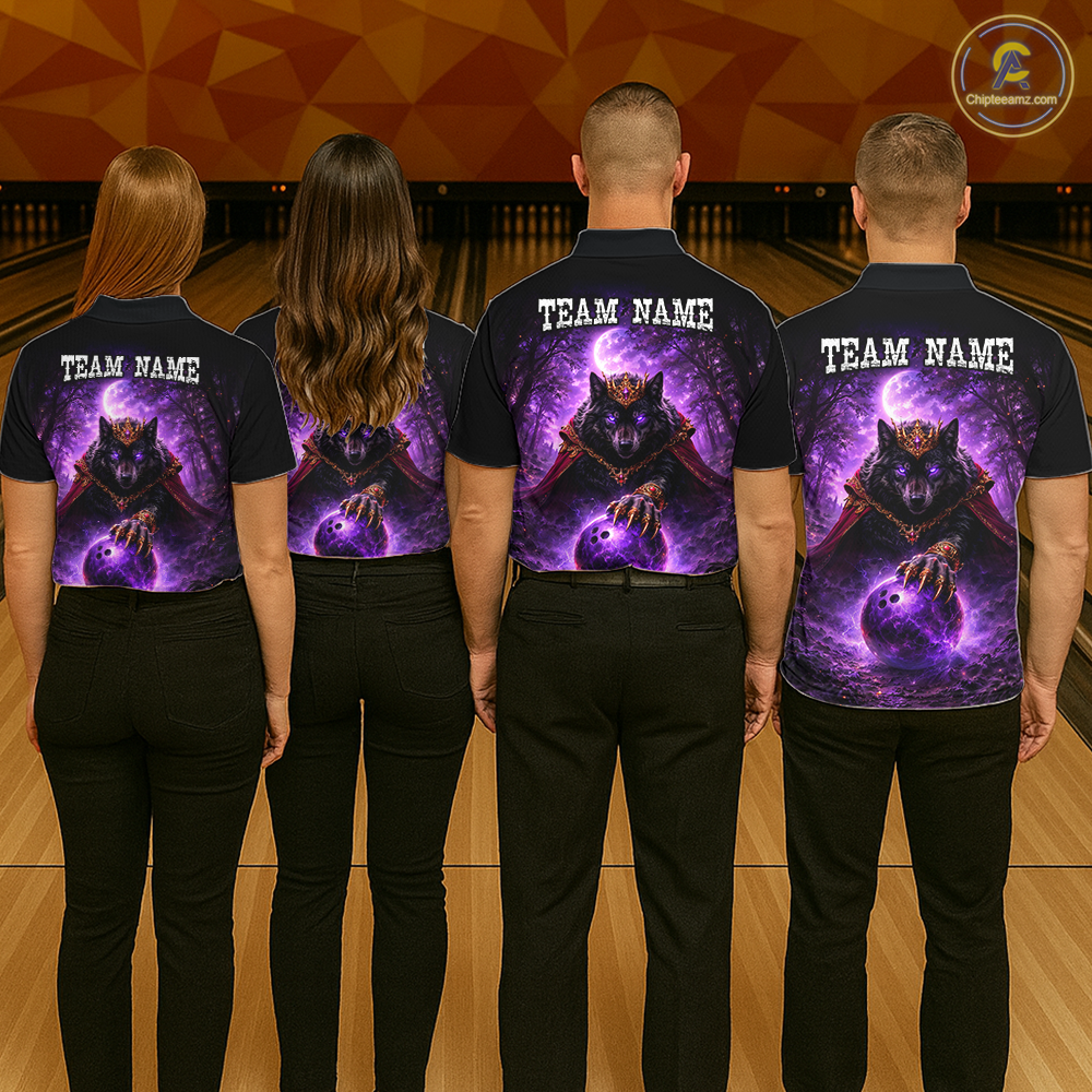 Personalized Night Realm King Wolf Bowling Shirt Crown Bowling Jersey for Women QZT961