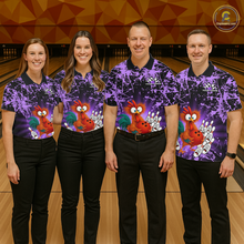 Load image into Gallery viewer, Purple Funny Chicken Bowling Jersey for Women Bowling League Bowling Team Shirts Polo &amp; 1/4 Zip HN232