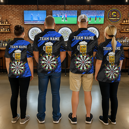 Custom Blue Funny Beer Darts Board Dart Shirts For Men Darts Team Jerseys Dart Tournament NNT120