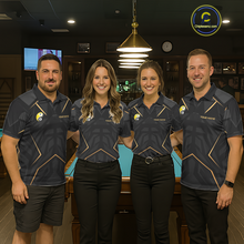 Load image into Gallery viewer, Custom Black Gold 8 Ball 9 Ball Yin Yang Pool Shirts Billiard Shirt for Men Billiard Team Jersey NNT179