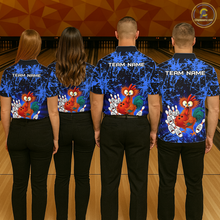 Load image into Gallery viewer, Blue Funny Chicken Bowling Jersey for Women Bowling League Bowling Team Shirts Polo &amp; 1/4 Zip HN232