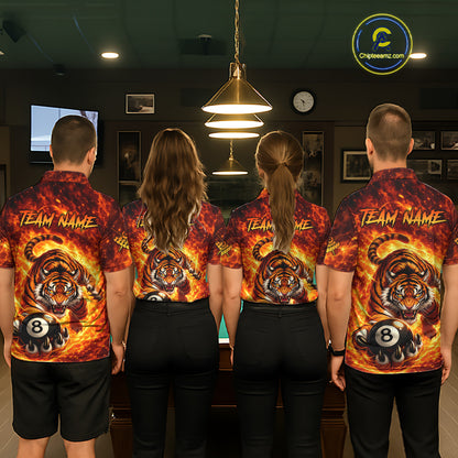 Red Flames Wolf Claw Hold 8 Ball 3D Unique Billiard Shirt For Men Personalized Pool Balls Shirts NYN2651