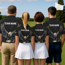 Load image into Gallery viewer, Eagle Womens Golf Polo Shirts Custom Golf Attire For Ladies, Black &amp; Yellow Team Golf Top Personalized NHN0083