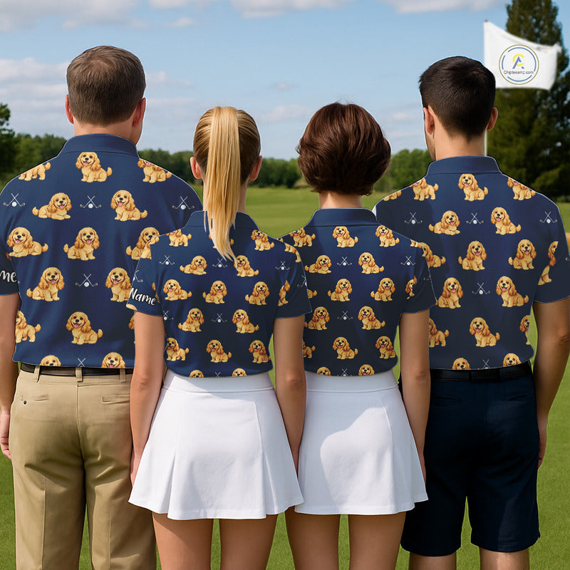 Mens Golf Polo Shirt Custom Funny Cocker Spaniel Team Mens Golf Tops, Dog Lover Gift NHN0210