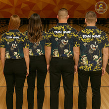 Load image into Gallery viewer, Black and Yellow Camo Funny Bulldog Bowling Shirts For Men Custom Cool Bowling Outfits Team Jerseys NQS11215