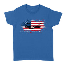 Load image into Gallery viewer, Custom name American Flag Fish Hook fishing Women's T-shirt, personalized fishing apparel gift for Fishing lovers- NQS1198