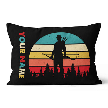 Funny Archer Retro Vintage Style Personalized Name Archery Throw Pillows TDM0775