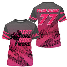 Load image into Gallery viewer, Girls women custom motocross jersey pink UPF30+ dirt bike MX racing Dirt More Ride More off-road NMS978