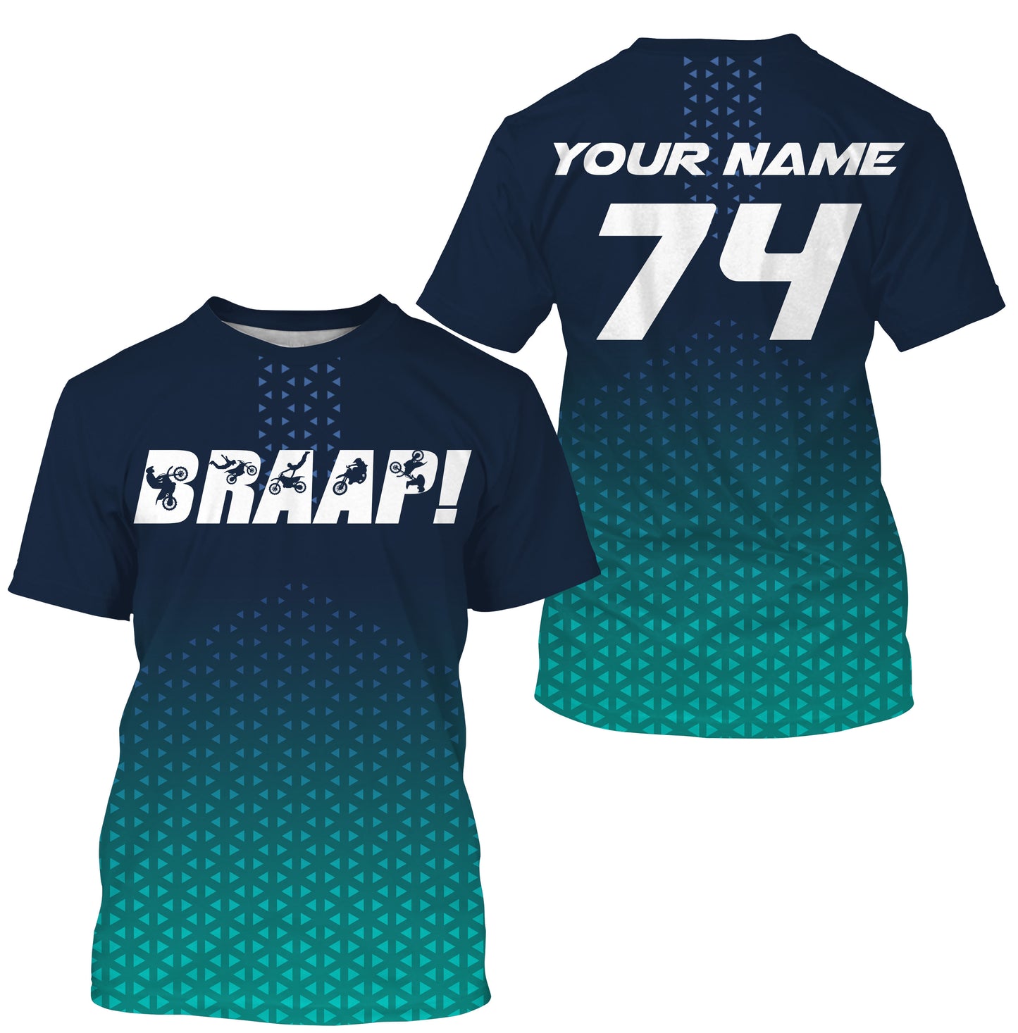Custom motocross jersey blue Braaap UPF30+ kids men women dirt bike racing long sleeves motorcycle NMS1041