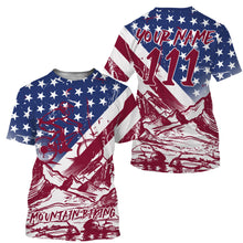 Load image into Gallery viewer, Patriotic adult kid MTB jersey Custom UPF30+ enduro mountain bike shirt USA downhill cycling gear| SLC27