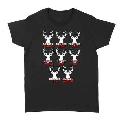 Funny Christmas Reindeer Hunter Shirt, Deer Hunter Gift D02 NQS2460 Standard Women's T-shirt