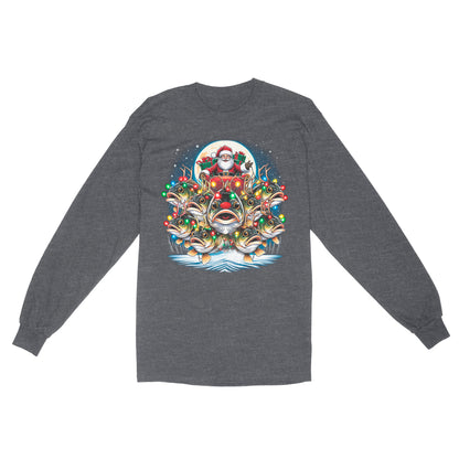 Long Sleeve - Nine Bass fish as Santa's Reindeer