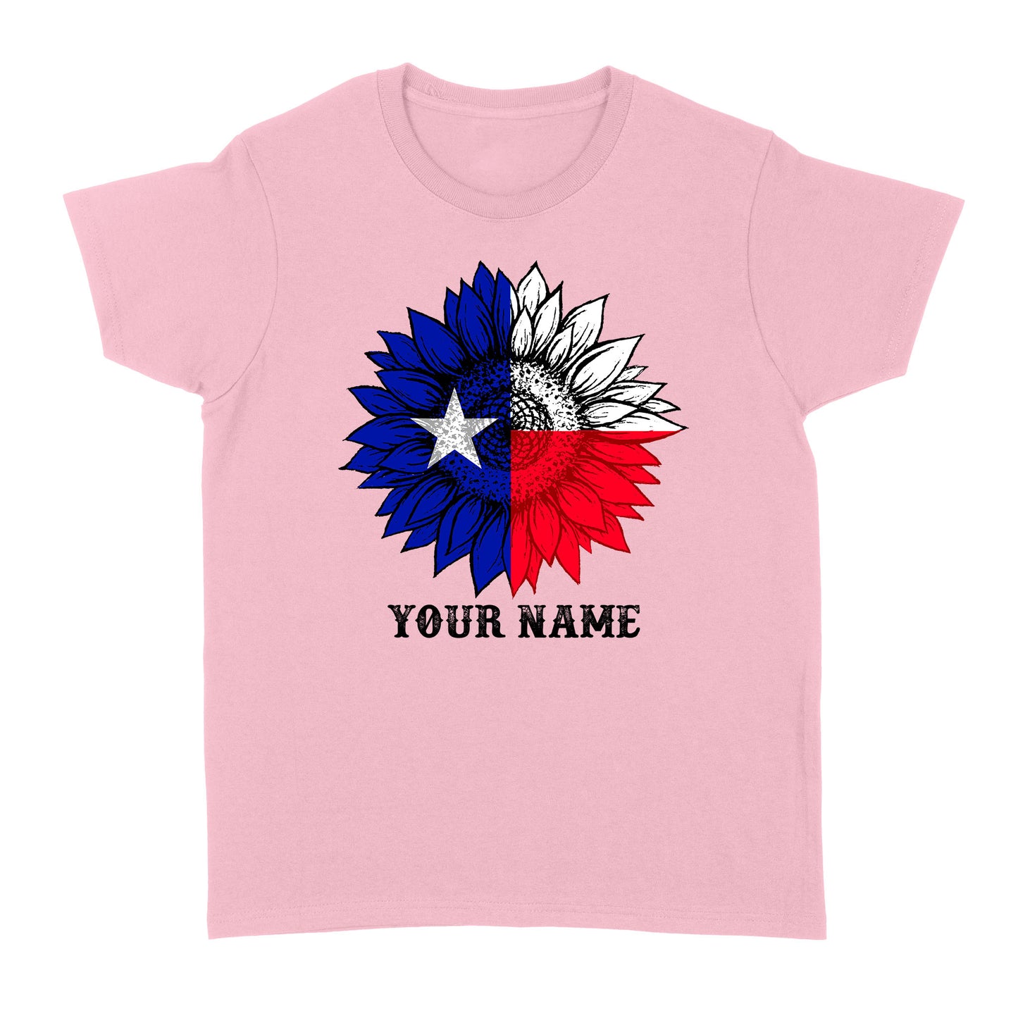 Texas flag sunflower customized name patriot Texas state flag Women's T-shirt D03 NQS2495