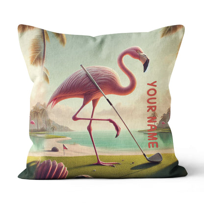 Golf Flamingo Tropical Custom Pillow Personalized Golf Gifts For Golfer LDT1169