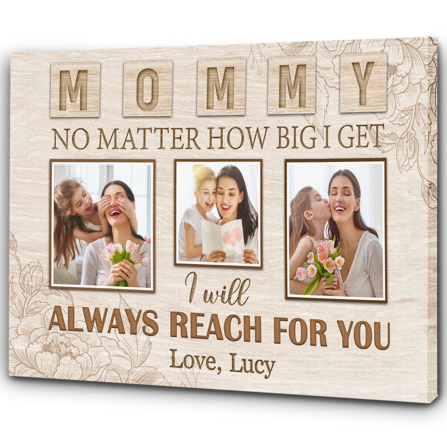 Personalized Mom Canvas-Mommy Photo Collage Mother's Day Canvas Gift, I Love You Mom Birthday Christmas| N2456