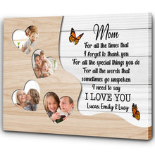 Load image into Gallery viewer, Thank You Mom Personalized Canvas Thoughtful Mother's Day Gift Custom Photo Collage for Best Mom Ever N2538