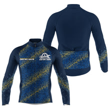 Load image into Gallery viewer, Blue Mens cycling jersey Custom cycle gear with 3 pockets Anti-UV full zip MTB BMX racewear| SLC118