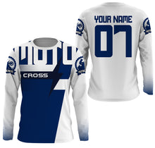 Load image into Gallery viewer, Custom motocross jersey blue UPF30+ men women kid dirt bike racing offroad motorcycle long sleeve NMS1000