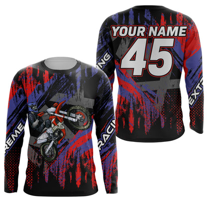 Personalized red MX jersey UPF30+ kid men women racing off-road dirt bike extreme motorcycle PDT56