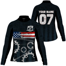 Load image into Gallery viewer, Custom Womens Cycling Jersey MTB American Flag Bicycle Sprocket Mountain Bike Racing Shirt| NMS819