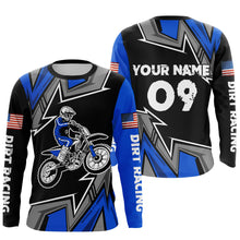 Load image into Gallery viewer, Flag American kid men women custom UPF30+ MX jersey blue dirt racing shirt motorcycle racewear PDT49