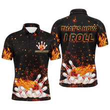 Load image into Gallery viewer, Men's Flame Polo Bowling Shirt, That's How I Roll, Custom Name Men Bowlers Jersey NBP92