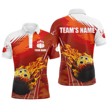 Load image into Gallery viewer, Flame Polo Men's Bowling Shirt, Custom Name Team Bowlers Jersey Short Sleeve NBP96