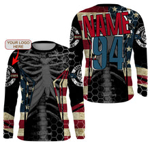 Load image into Gallery viewer, Custom logo racing jersey UPF30+ Patriotic chest bone motorcycle motocross offroad riders racewear NMS1015