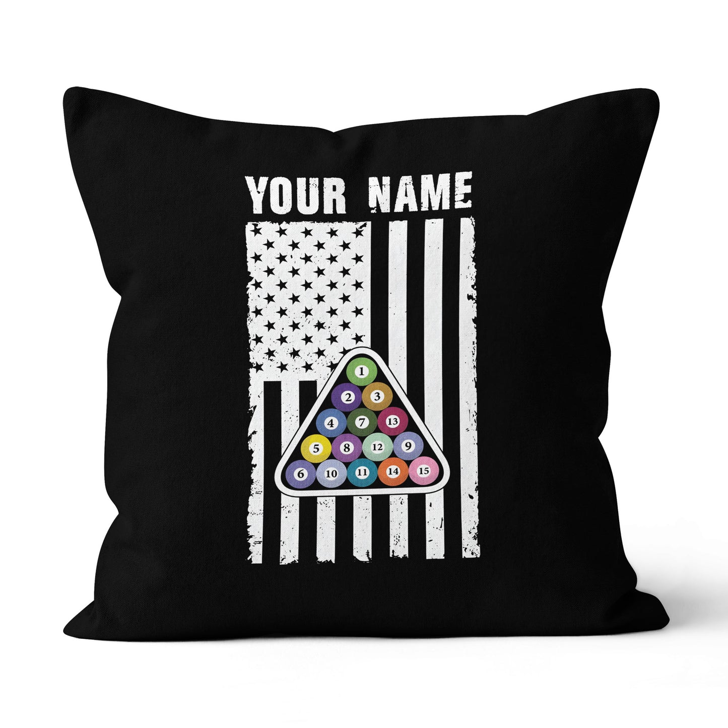 Custom Black White American Flag Billiard Pillow, Patriotic Pillow Gifts TDM0792