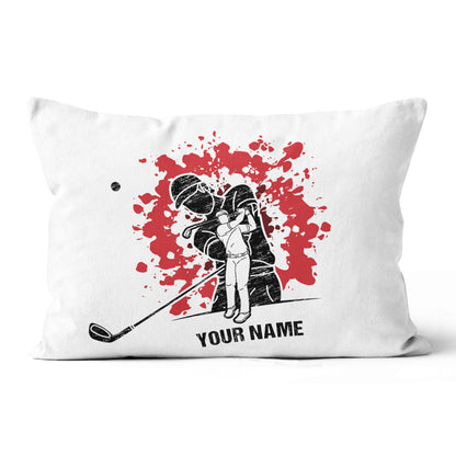 Cartoon Golfer Silhouette Custom Name Pillow Personalized Golfer Gifts LDT1115