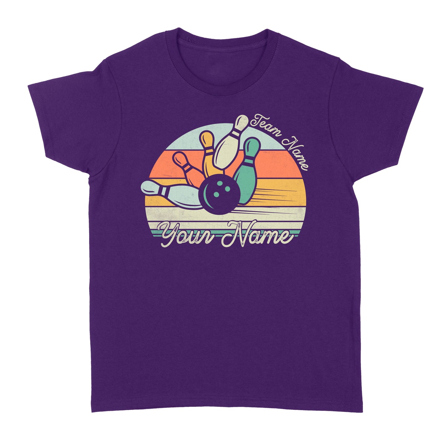 Custom Bowling Retro Shirt, Personalized Bowling Name Women's T-shirt