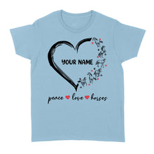 Load image into Gallery viewer, Peace love horses tattoo customized name horse shirt for girl, horse shirts D06 NQS2908 - Standard Women's T-shirt