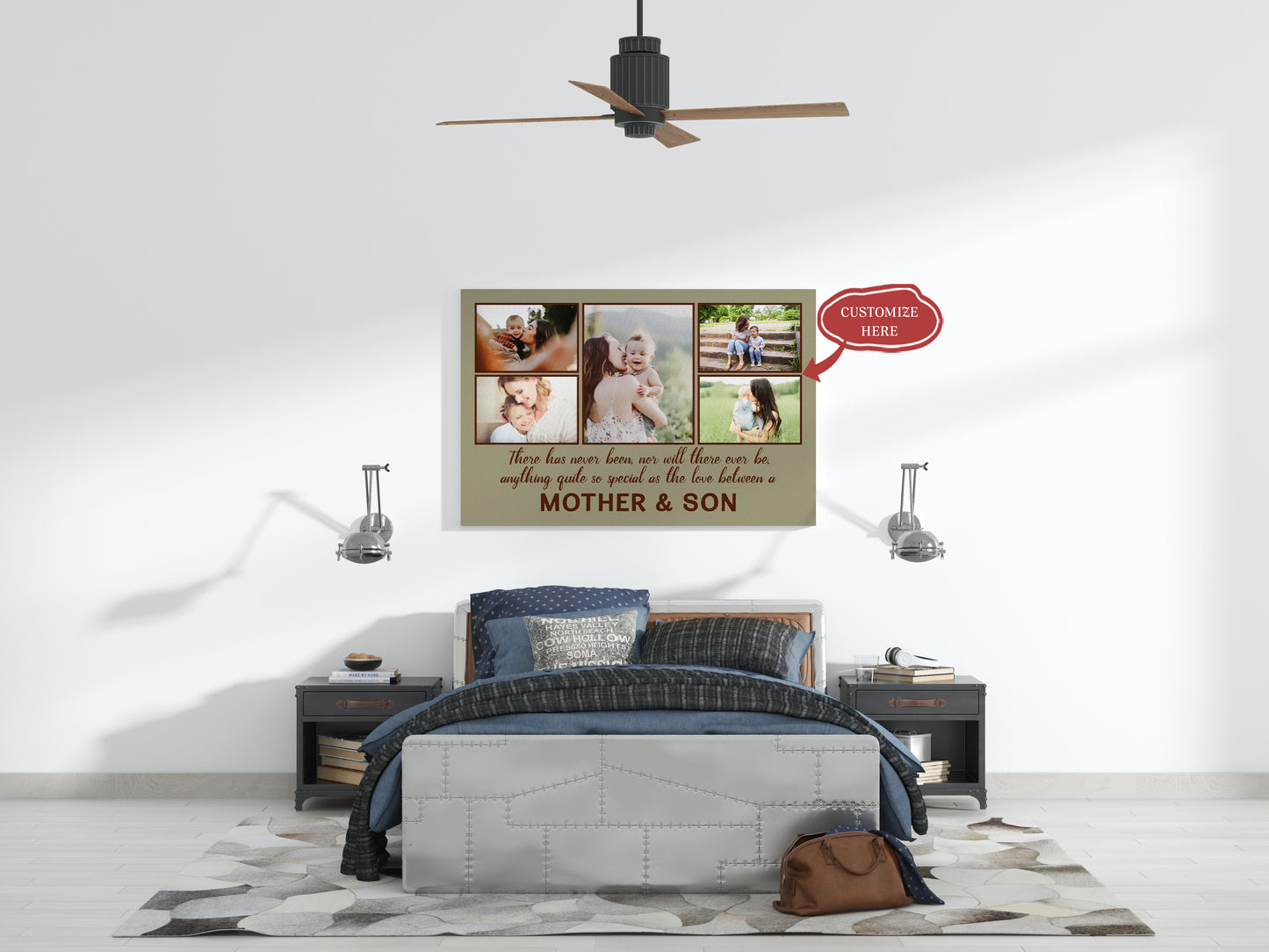 Personalized Canvas| Mother & Son - Custom Image Canvas for Mother| Birthday Gifts for Her, Mother, Mom| T163