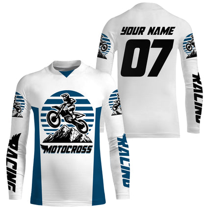 Personalized MX off-road jersey blue and white Motocross kid&adult UPF30+ biker racing off-road  PDT184