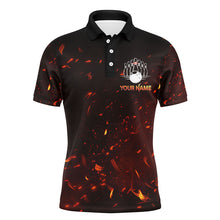 Load image into Gallery viewer, Bowling Beast Personalized Men Polo Shirt, Flame Skull Cool Men Bowlers Jersey Short Sleeves NBP54
