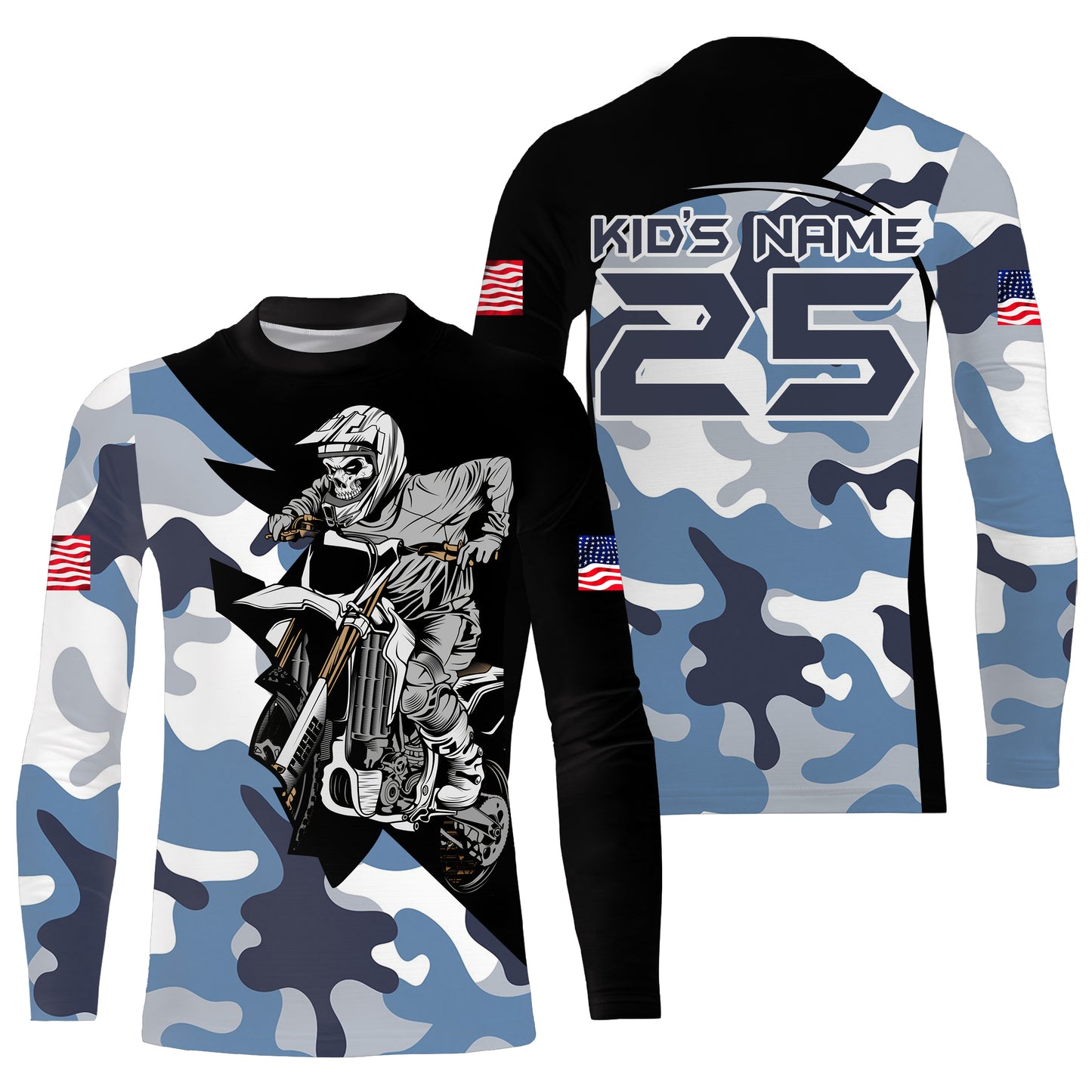 Blue camo custom dirt bike jersey kid&adult UV Motocross racing shirt off-road extreme motorcycle PDT141